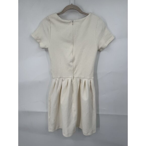 GANNI Scoop Neck Mini Dress Women Small Ivory Textured Minimalist Granolagirl - Picture 3 of 9